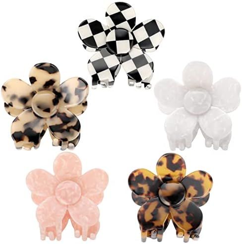 Flower Claw Clips, Funtopia 5 Pack Flower Hair Clips for Women, Fashion Acrylic Tortoise Hair Cli... | Amazon (US)