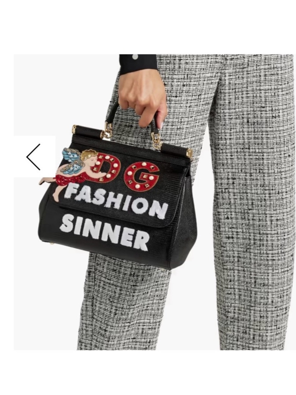 Dolce & Gabbana Black Top Handle 'DG Fashion Sinner' Satchel with Embellishments | Poshmark