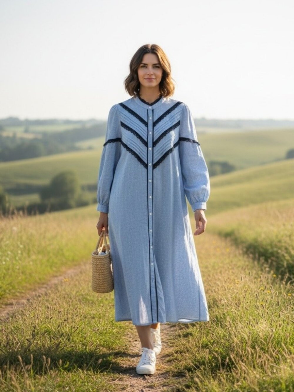 Tuckernuck Pomander Place Jolene Chambray Midi Dress XL Linen Blend | Poshmark