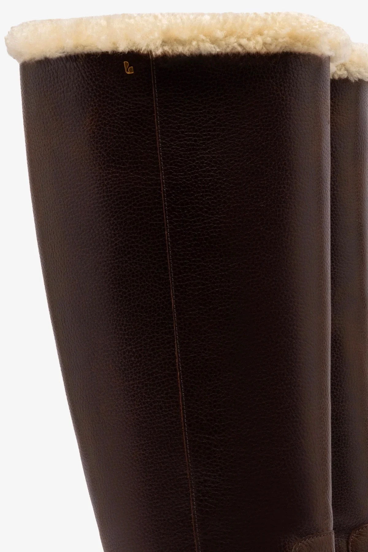 Anne Lugsole Boot In Brown Leather And Natural Shearling | Larroude