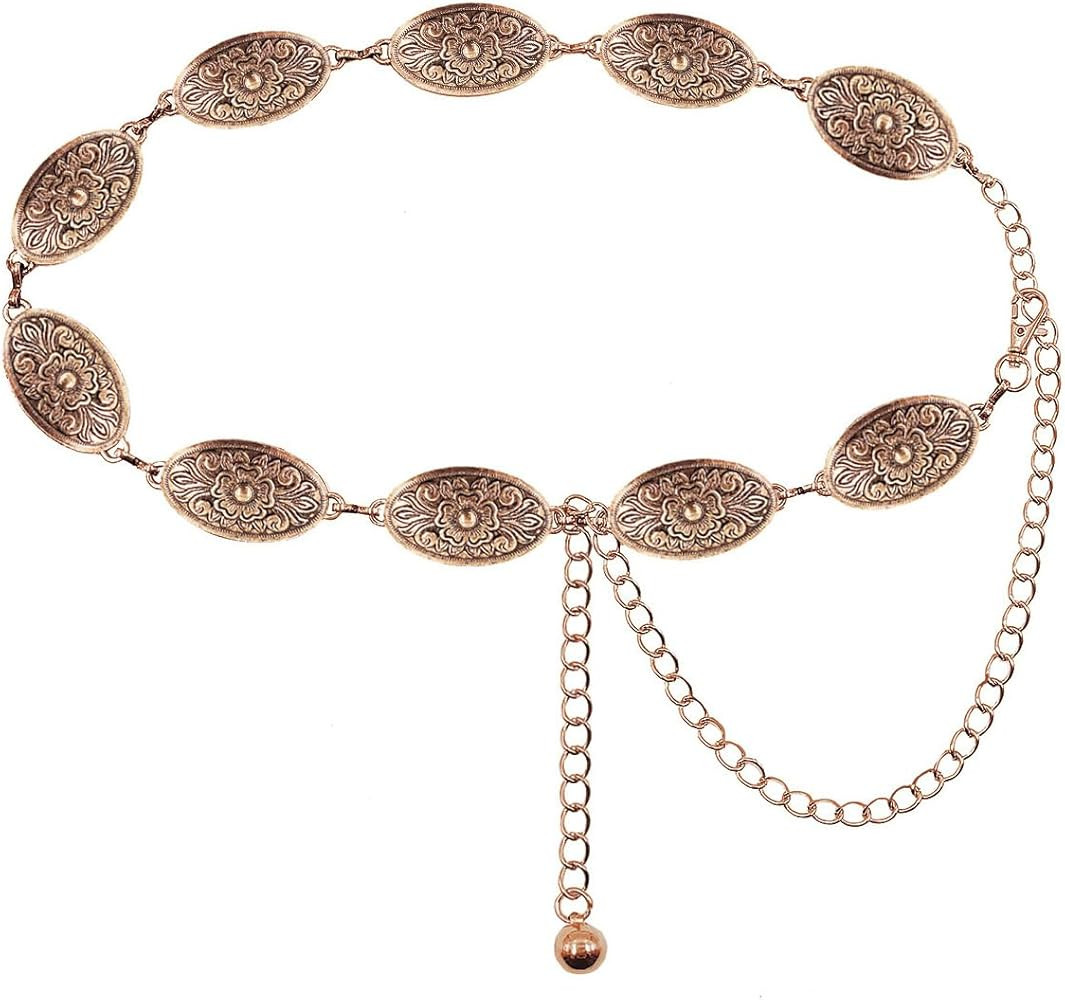 TOPACC Western Metal Concho Belt for Women Cowgirl Chain Belts for Dresses Jeans Country Concert ... | Amazon (US)
