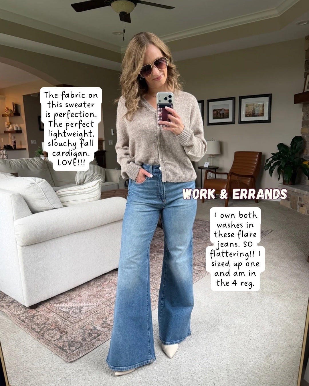 The fabric and weight of this Target cardigan is perfect for fall. I paired it with the most flattering flares!! I sized up one to a 4 in the jeans!

#LTKootd #LTKgrwm #LTKdayinmylife
