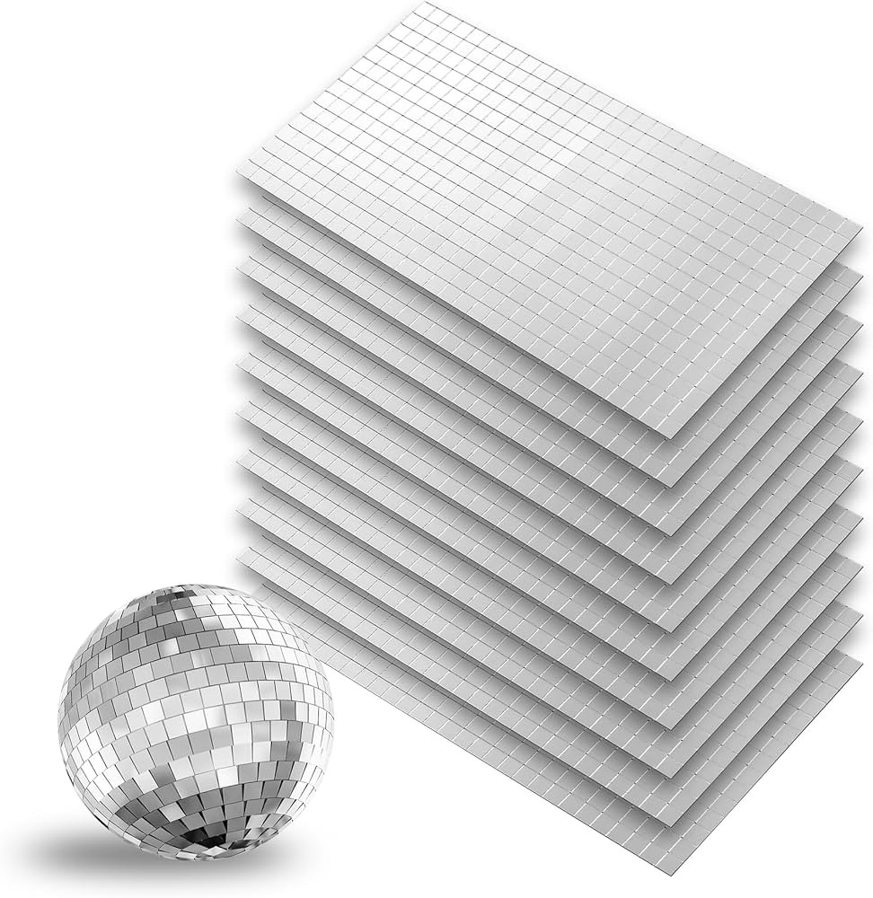 Mosaic Tiles, 10 x 10 mm 4500 PCS Self-Adhesive Disco Tiles, Silver Square Disco Ball Stickers fo... | Amazon (US)