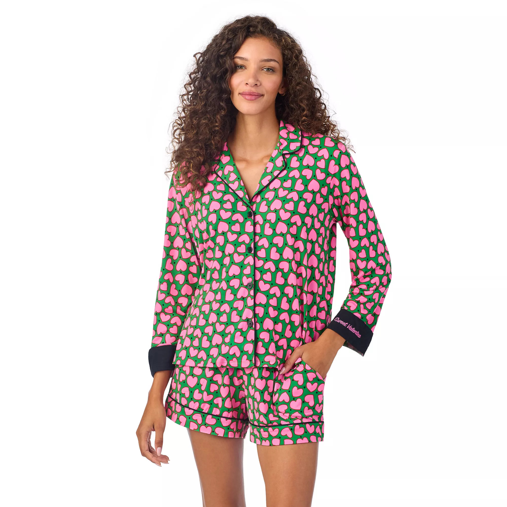 Women's Beauty Sleep Social Long Sleeve Pajama Shirt & Pajama Shorts Sleep Set | Kohl's