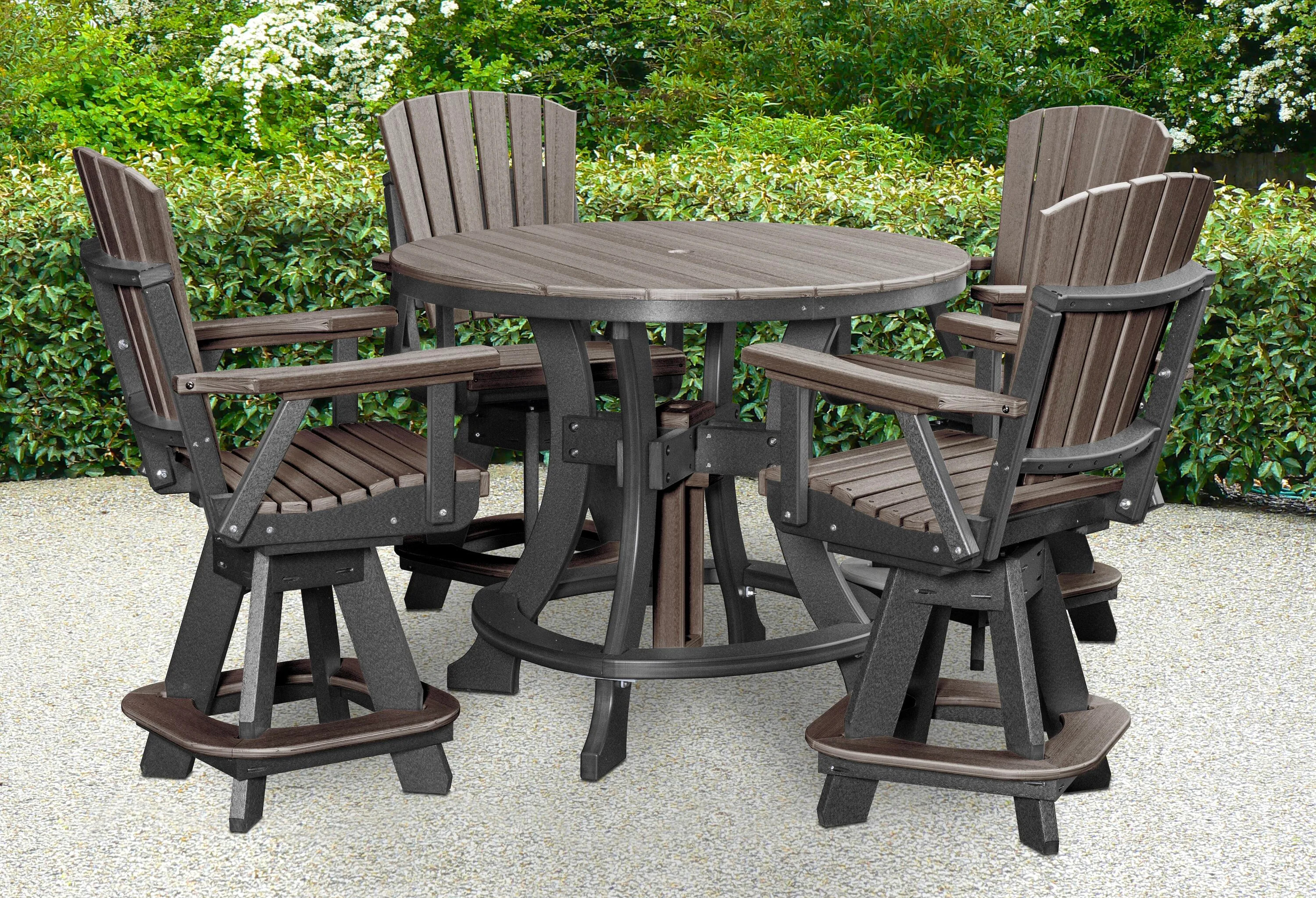 American Furniture Classics Adirondack 5 -Piece Black Counter height HDPE Round Table with 4 Swivel Chairs one_size | CR130CGBK-K | Lowe's