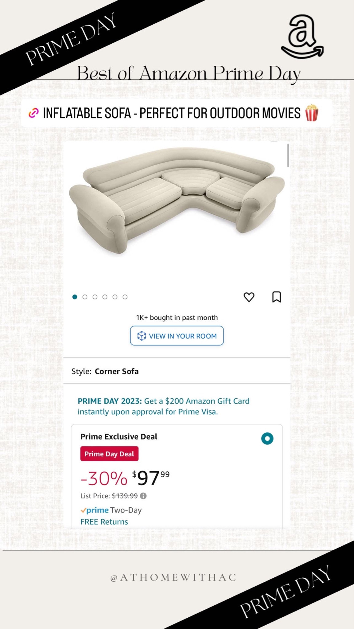 Inflatable sofa sectional perfect for outdoor movie night or camping 

#LTKfamily #LTKFind #LTKxPrimeDay
