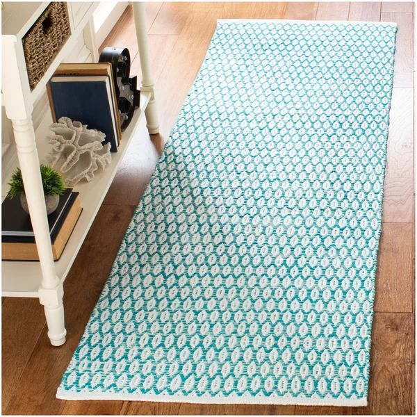 Modena Handmade Flatweave Cotton Aqua/Ivory Rug | Wayfair North America