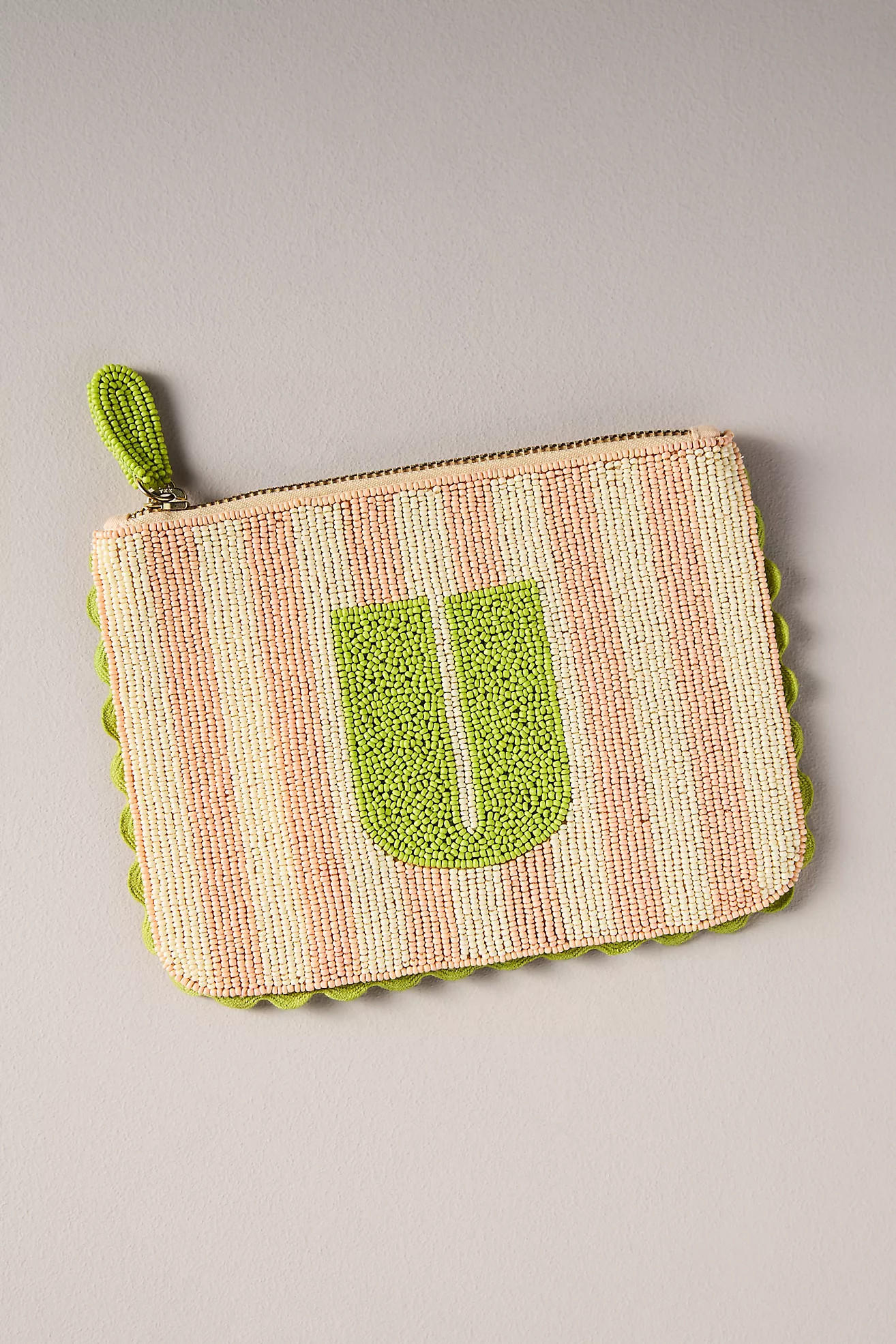 Beaded Monogram Stripe Pouch | Anthropologie (US)