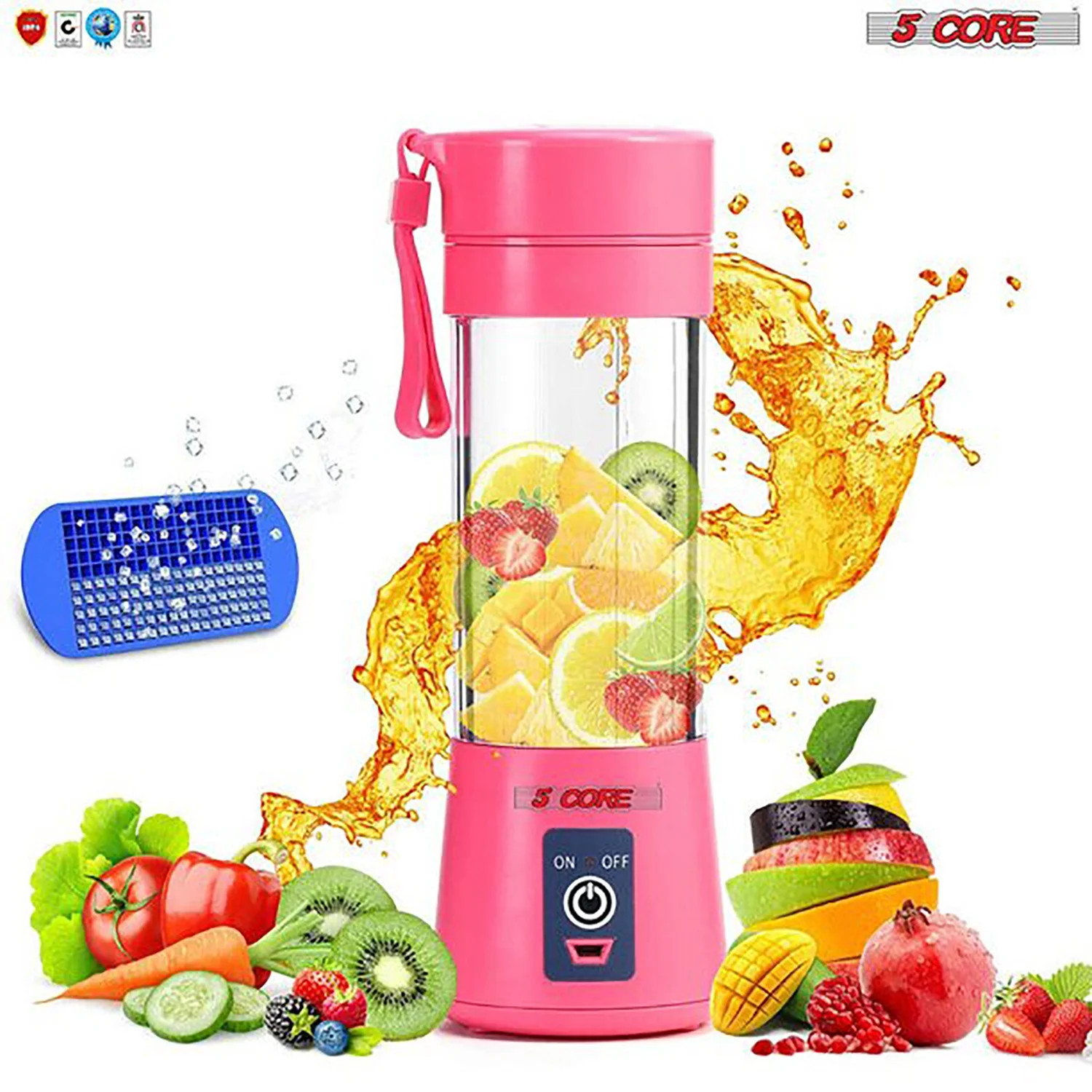 380ml Portable Blender USB Rechargeable Juicer Cup Smoothies Mixer Fruit Machine (Pink) | Walmart (US)