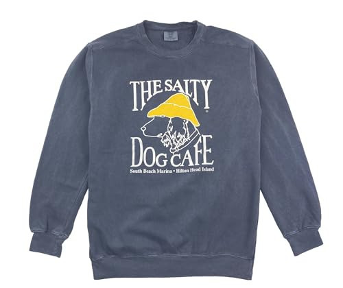 Salty Dog Pigment-Dyed Crewneck Sweatshirt - Pre-shrunk Cotton - Unisex Fit (US, Alpha, X-Large, Regular, Regular, Denim) | Amazon (US)