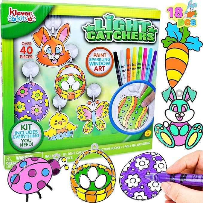 Klever Kits 18 Pcs Easter Suncatchers Crafts Set, Suncatcher Window Art Craft Kit for Kids Art & ... | Amazon (US)