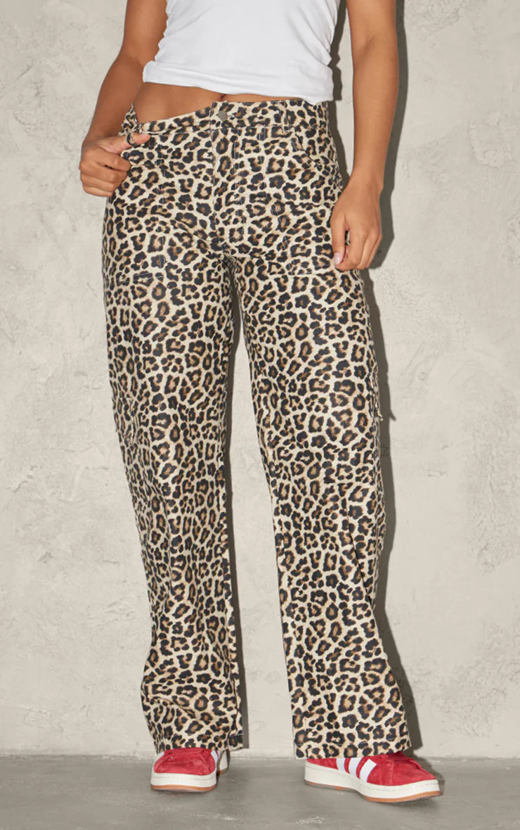 Leopard Printed Cargo Trousers | PrettyLittleThing UK