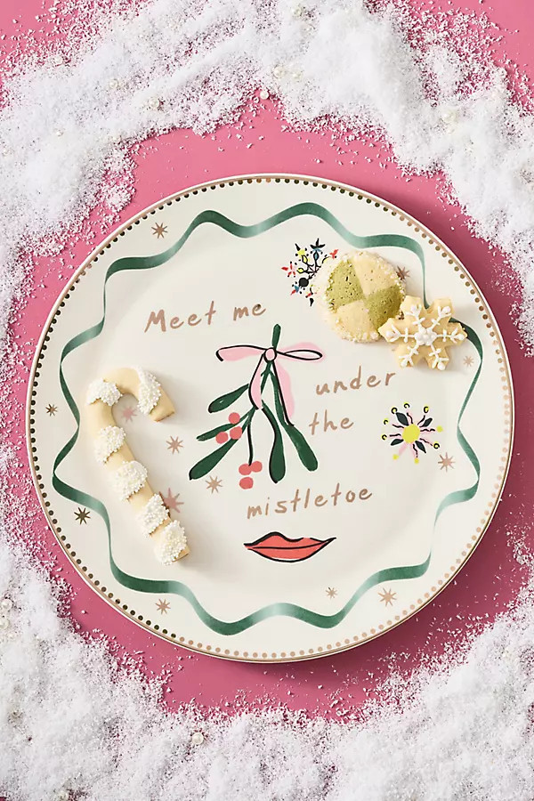 Caroline Mistletoe Stoneware Platter | Anthropologie (US)