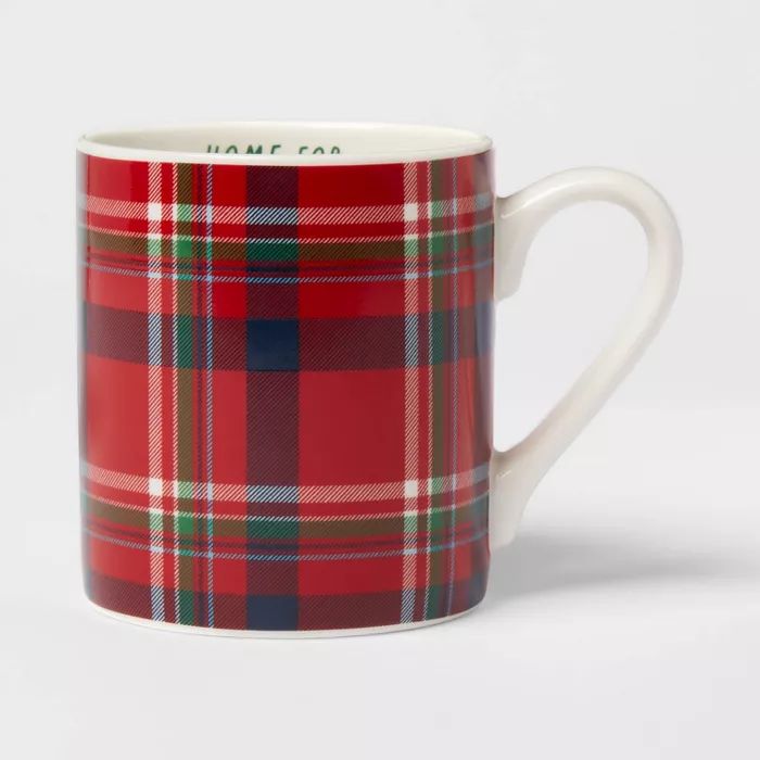 16oz Stoneware Home For The Holidays Christmas Mug Red - Threshold™ | Target