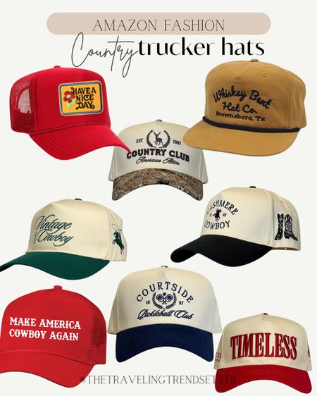 Country trucker hats - Amazon hats / viral trendy Amazon finds 

#LTKFindsUnder50 #LTKFestival #LTKStyleTip