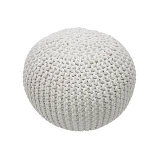 nuLOOM Ling Knit Filled Ottoman White Round Pouf FRHMCO1B - The Home Depot | The Home Depot