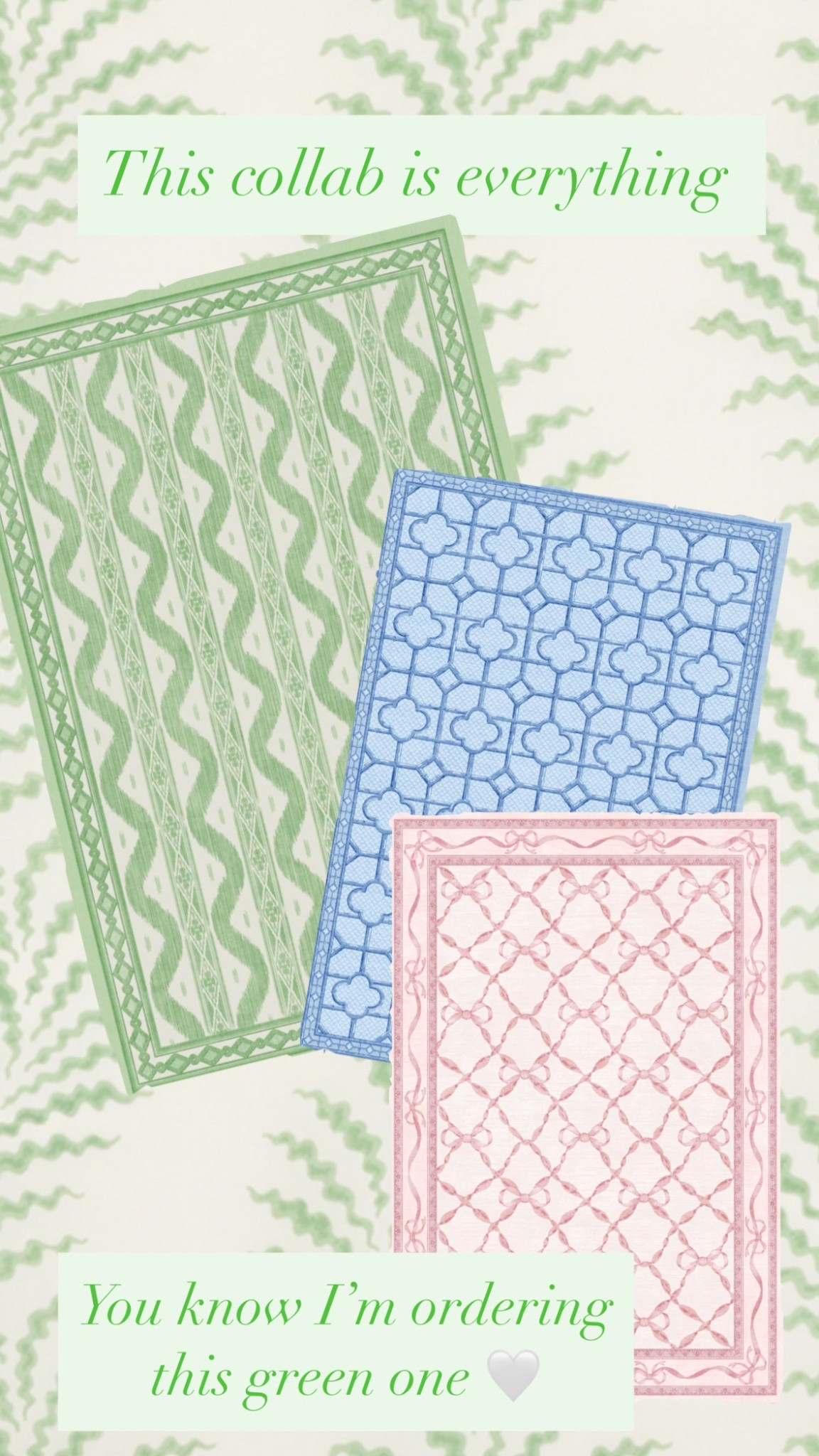 Mrs Alice rugabble 
Grandmillenial 
Green blue and white 
Bows 
Pink
Rugs 


#LTKSaleAlert #LTKHome