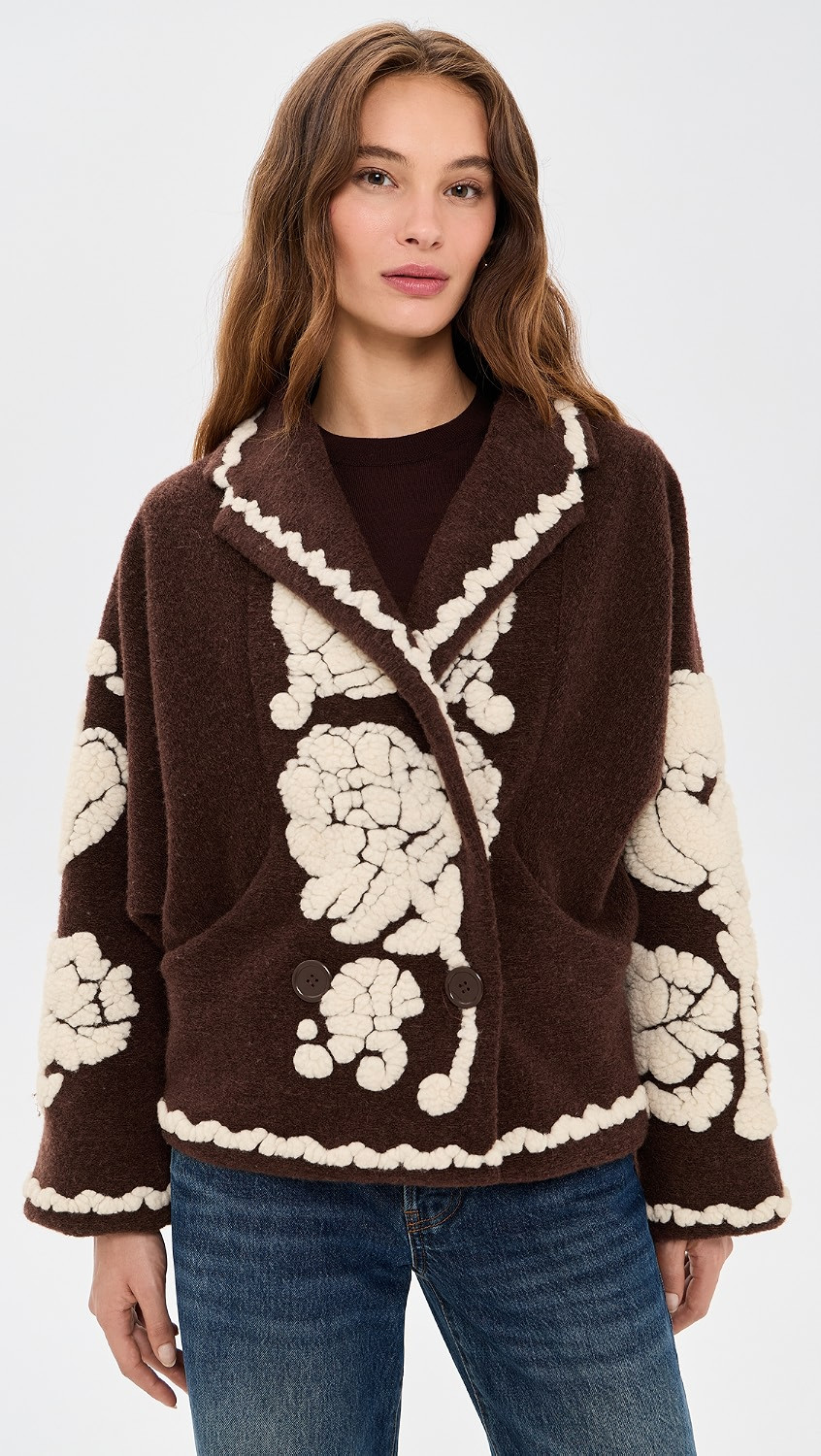 FARM Rio Flowers Brown Coat Flowers Brown XXS | Shopbop