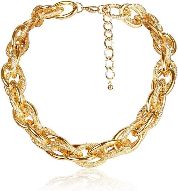 Asphire Punk Twist Rope Choker Necklace Gold Chunky Carved Link Chain Statement Necklace Boho Twi... | Amazon (US)