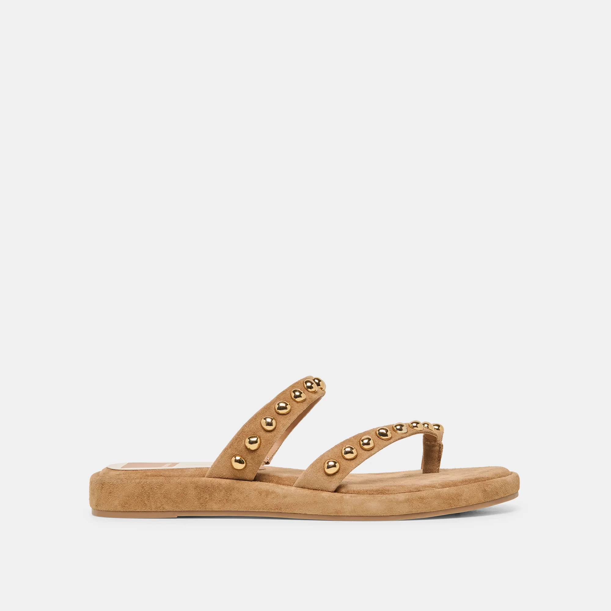 Amary Stud Sandals Lt Brown Suede | DolceVita.com