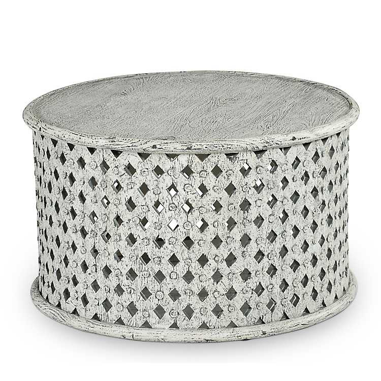 Round White Wood Lattice Coffee Table | Kirkland's Home
