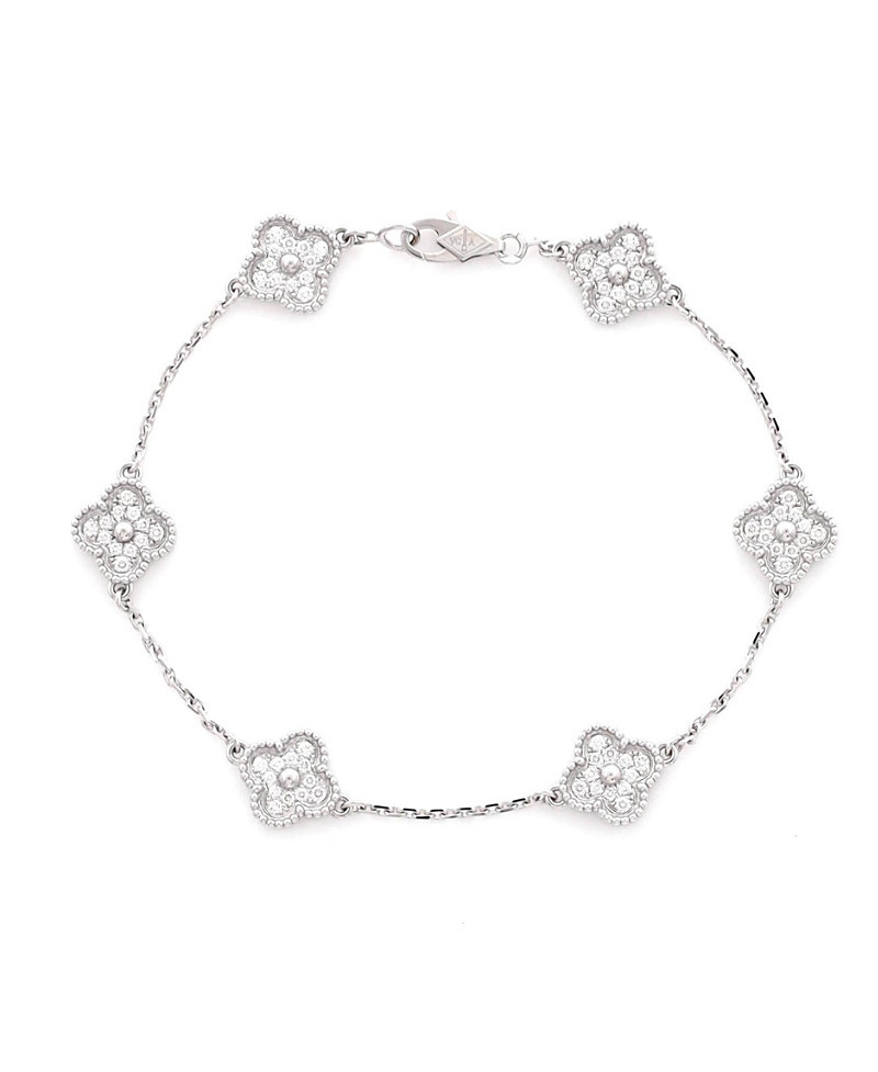 Pre-Owned Van Cleef & Arpels Sweet Alhambra 6 Motifs Bracelet 18K White Gold and Diamonds | Bloomingdale's (US)