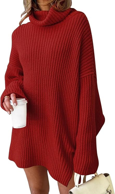 LILLUSORY Womens Turtleneck Oversized Long Batwing Sleeve Fall Sweater 2022 Plus Size Tunic Pullo... | Amazon (US)