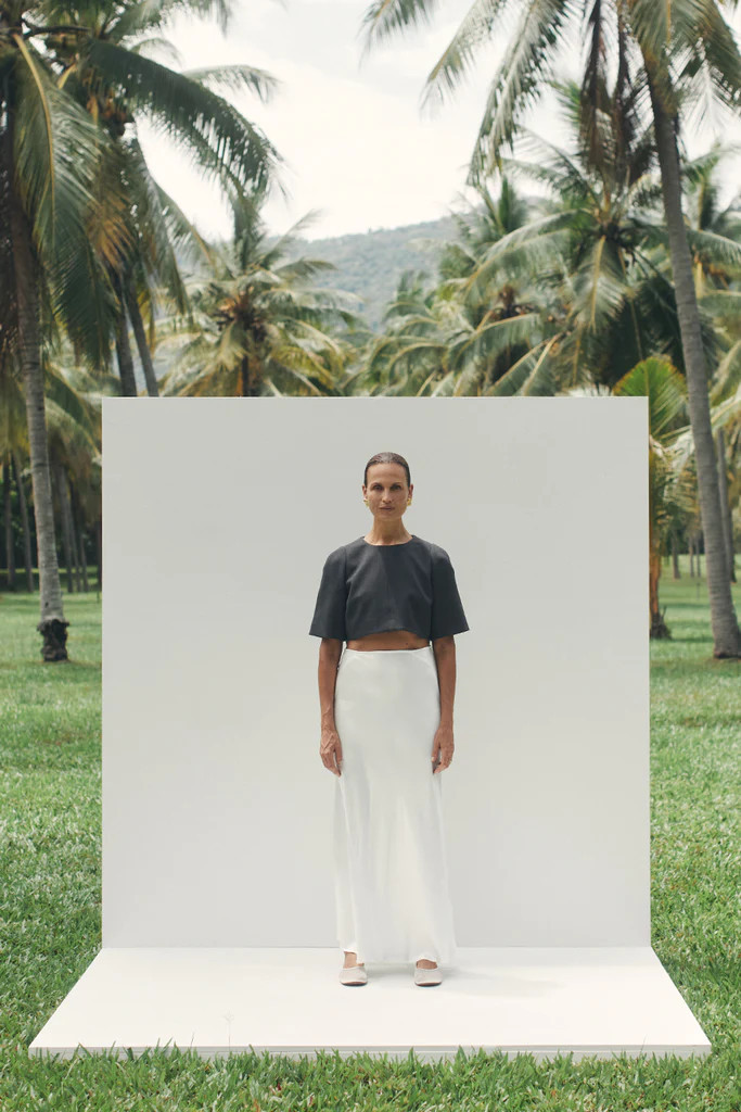 CHARLI WHITE SATIN MAXI SKIRT | DISSH