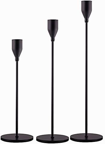 Amazon.com: SUJUN Matte Black Candle Holders Set of 3 for Taper Candles, Decorative Candlestick H... | Amazon (US)