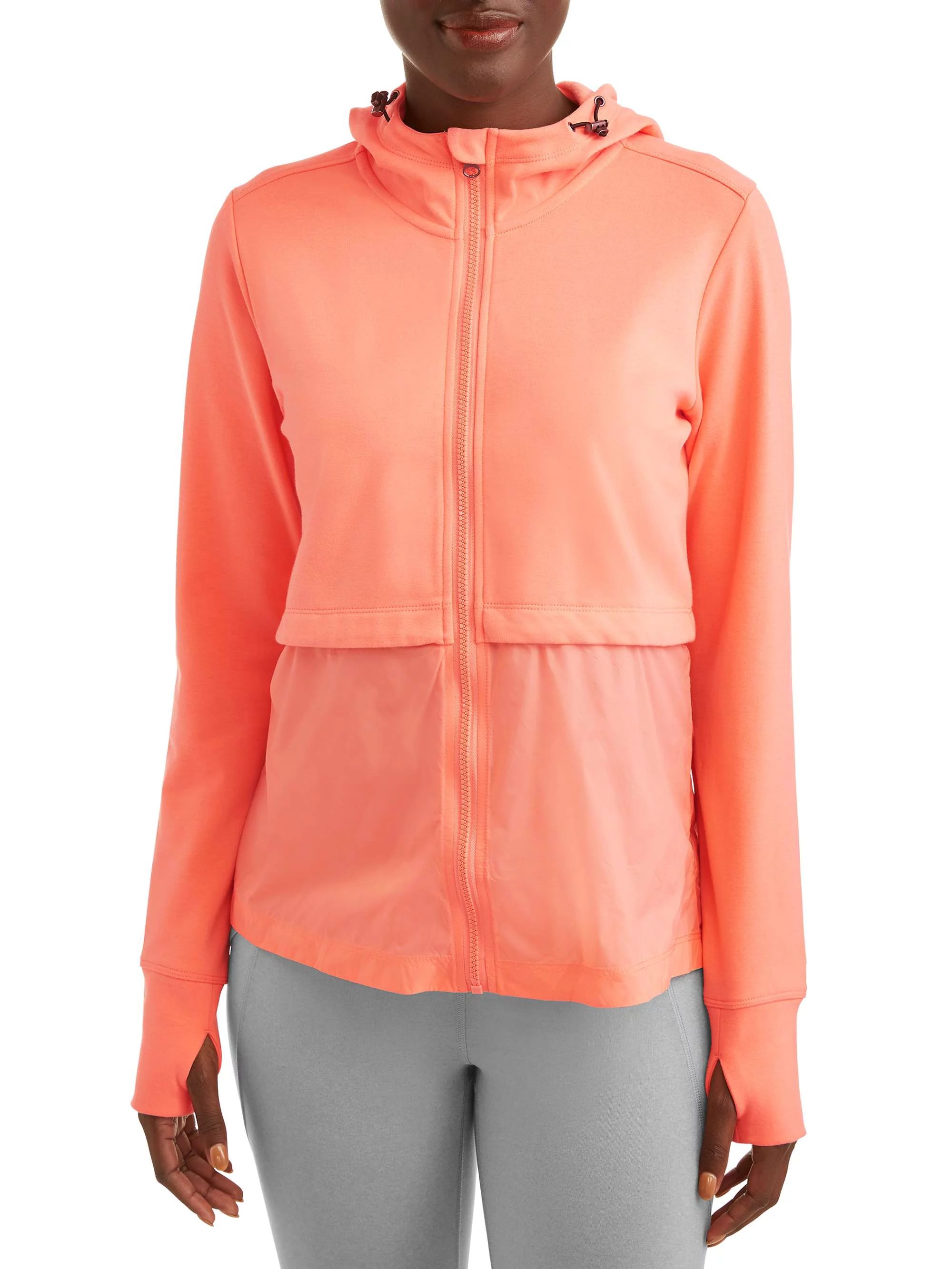Athletic Works Women's Active Performance Knit Woven Zip Front Jacket | Walmart (US)