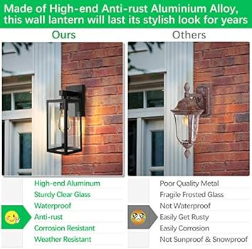 Outdoor Wall Lantern, Exterior Waterproof Wall Sconce Light Fixture, Matte Black Anti-Rust Wall M... | Amazon (US)