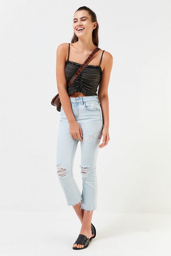 BDG Kick Flare High-Rise Cropped Jean – Light Distressed | Urban Outfitters (US and RoW)