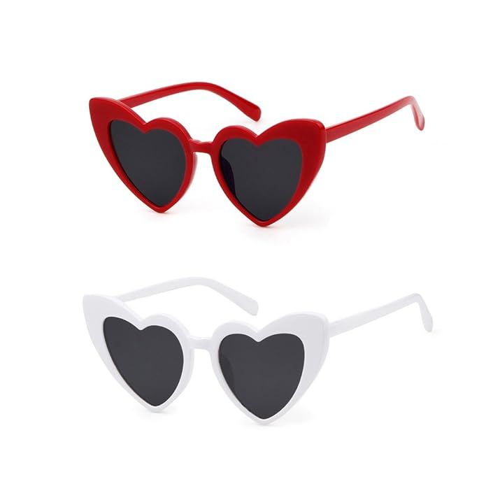 Love Heart Shaped Sunglasses Women Vintage Cat Eye Mod Style Retro Glasses | Amazon (US)