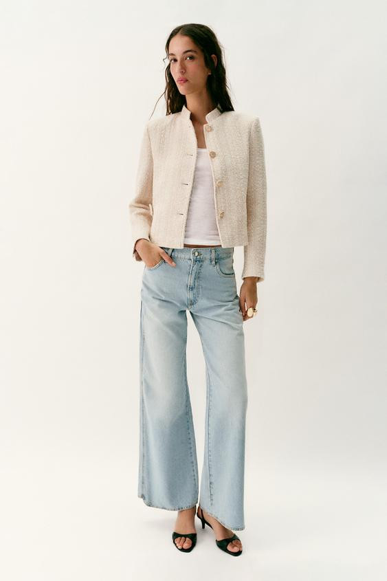 METALLIC THREAD SHOULDER PAD BLAZER | Zara US