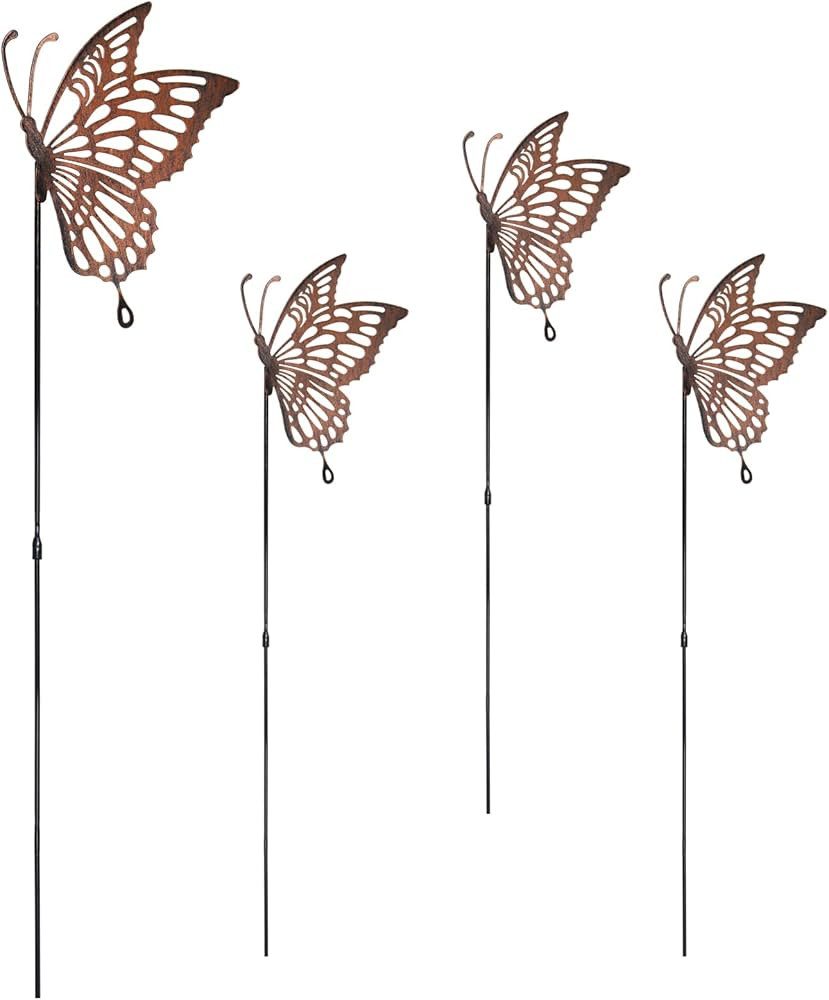 Sunmile Garden Butterfly Stakes Metal Bronze Silhouette Stake Home Decoration Waterproof Butterfl... | Amazon (US)