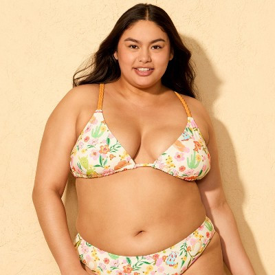 Women's Braided Strap Triangle Bikini Top - Wild Fable™ Floral Cowgirl Print X | Target
