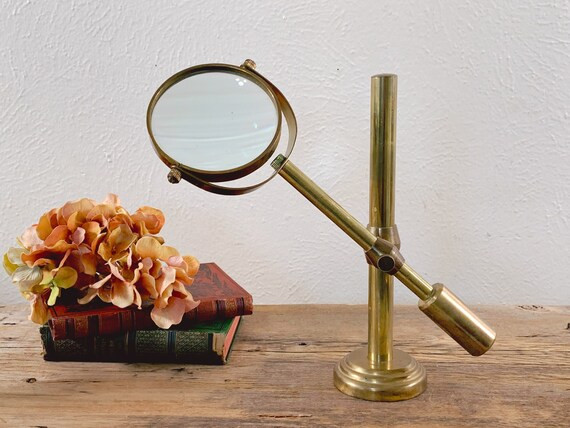 Antique Brass Magnifying Glass on Adjustable Stand  Vintage - Etsy | Etsy (US)