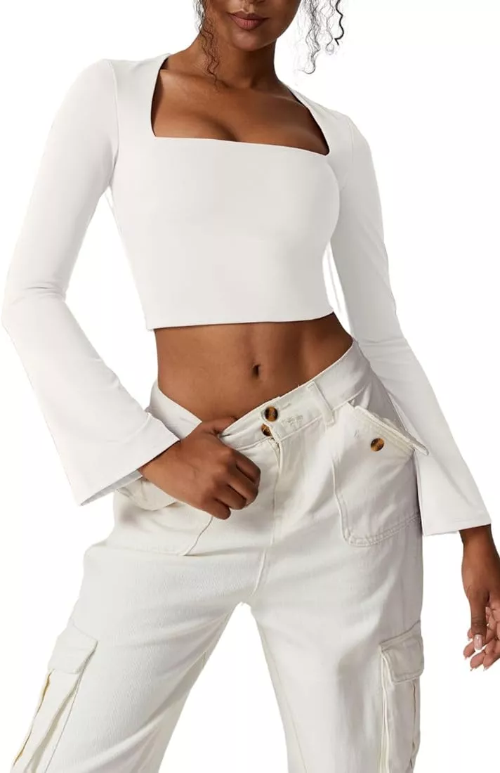 Women's Flare Sleeve Crop Tops … curated on LTK