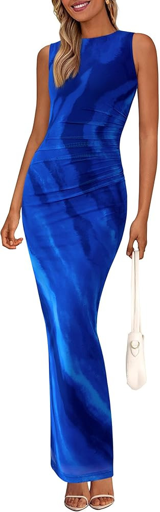 PRETTYGARDEN Womens Summer Wedding Guest Maxi Dress 2026 Spring Formal Floral Mesh Sleeveless Bod... | Amazon (US)