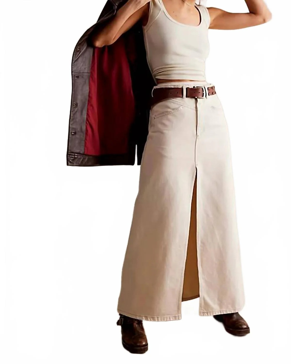 Come As You Are Denim Maxi Skirt In Wisp | Shop Simon