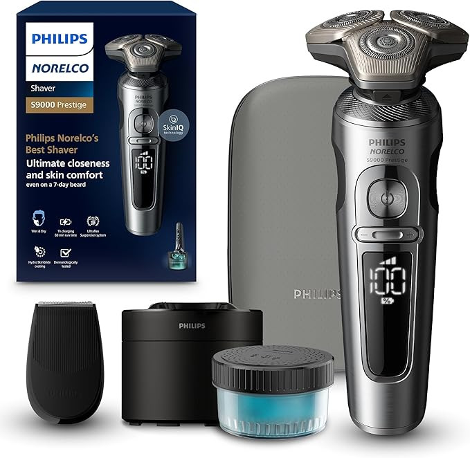Philips Norelco S9000 Prestige Rechargeable Wet & Dry Electric Rotary Shaver with Precision Trimm... | Amazon (US)