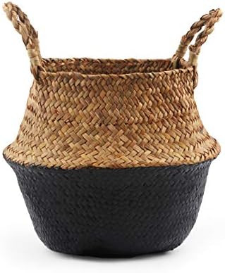 BlueMake Woven Seagrass Belly Basket for Storage, Laundry, Picnic, Plant Pot Cover, and Grocery a... | Amazon (US)