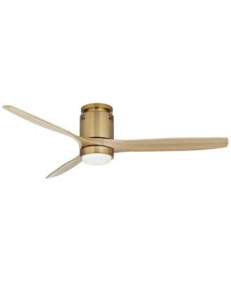 52" Windspun Modern Indoor Ceiling Fan 3 Blade LED Light Remote Control Soft Brass Finish Wood Bl... | Macy's