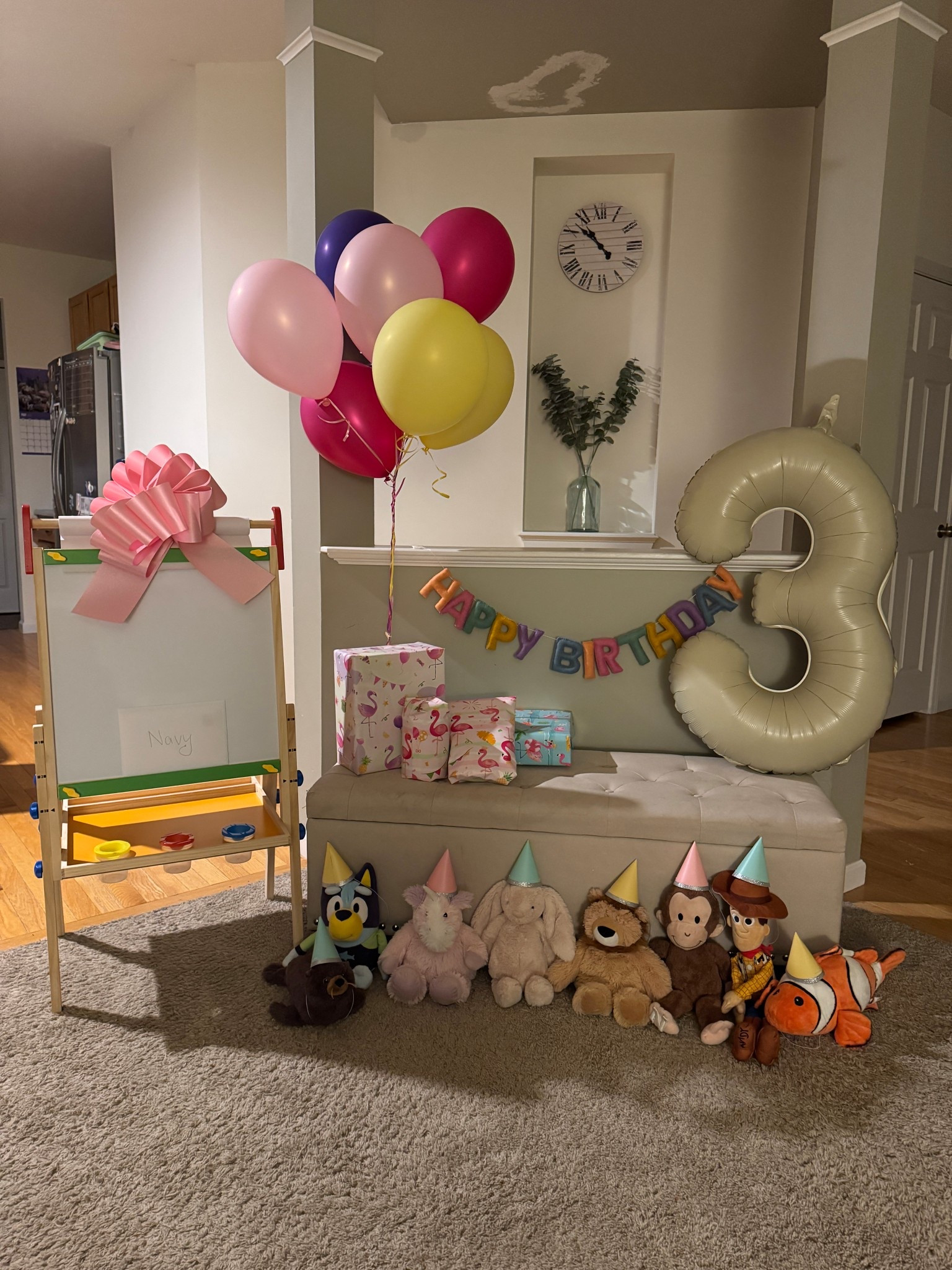 Third birthday party decorations | kids easel | flamingo birthday | stuffed animals | three year old | toddler birthday | balloons | birthday sign | wrapping paper | giant bow | mini party hats | 

#LTKParties #LTKKids #LTKFindsUnder100