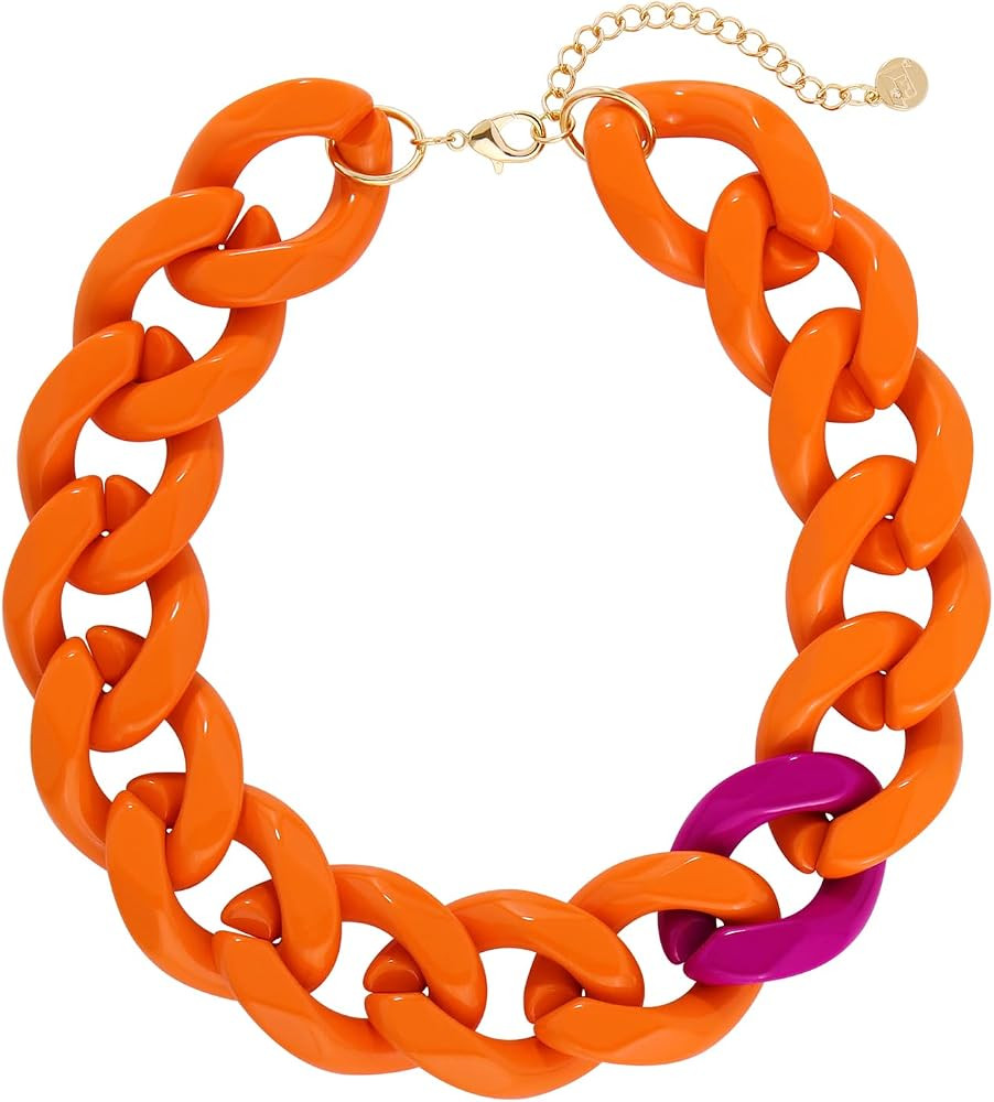 Statement Chunky Acrylic Chain Link Choker Necklace for Women | Amazon (US)