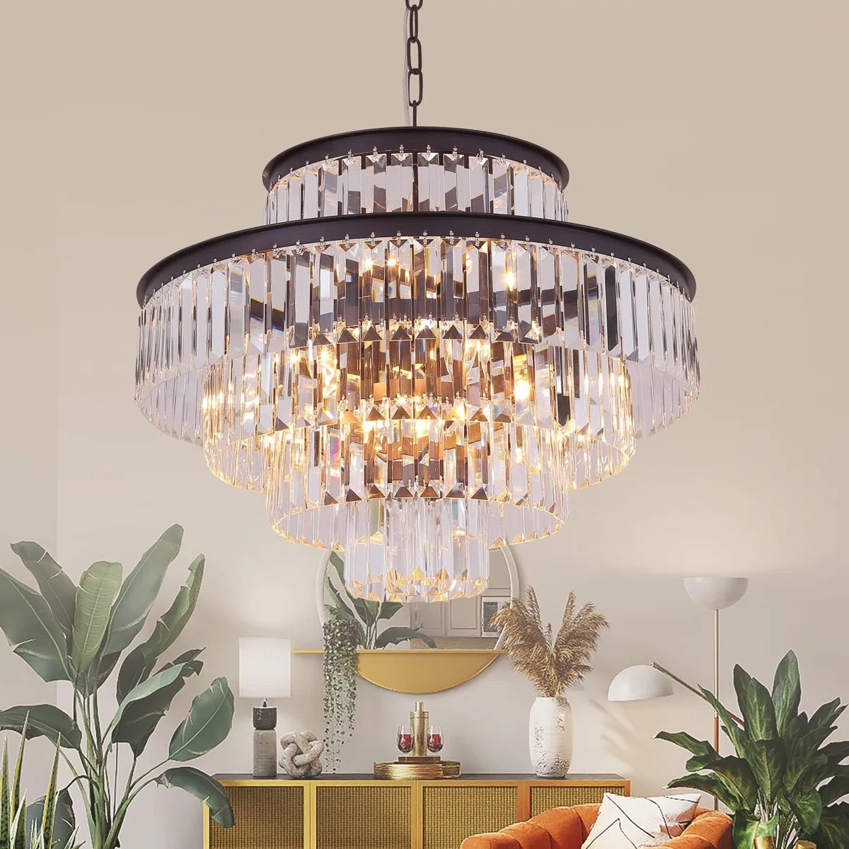 Modern Crystal Chandelier Pendant Light Fixture With K9 Crystals For Dining Room Living Room Foye... | Wayfair North America