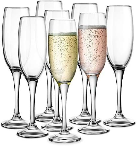 KooK Premium Clear Glass Champagne Flutes, Thin Stem, 7 ounce, Classic Champagne Glasses Pack of ... | Amazon (US)