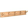 HangerSpace Wooden Wall Mounted Coat Rack, Natural Wood Duty Coat Hooks with 5 Pegs Wall Hooks, W... | Amazon (US)
