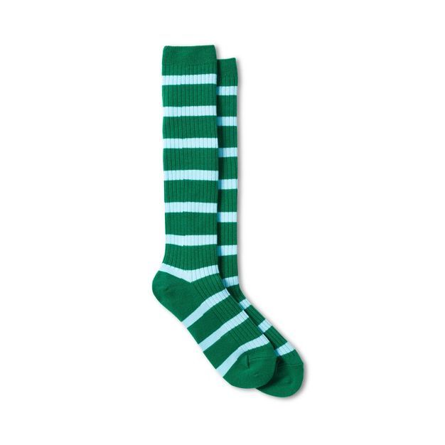 Women's Striped Knee High Socks - La Ligne x Target Green/Light Blue | Target