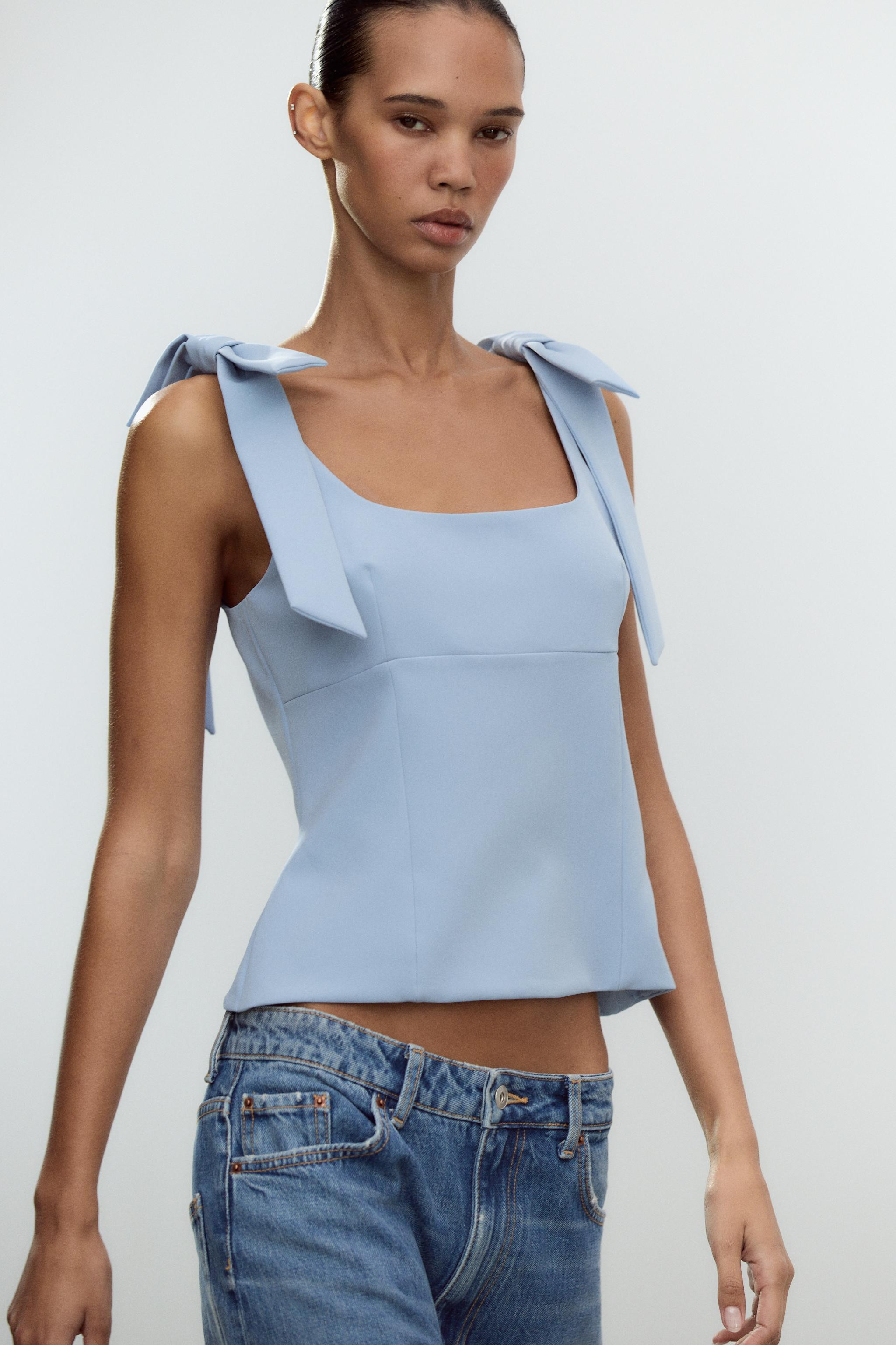 STRETCH TOP WITH BOWS | Zara UK
